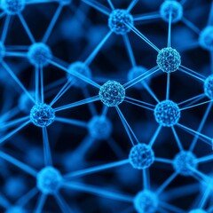 Poster - Abstract blue spheres connected by lines, representing a network or connection.