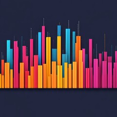 Poster - Abstract colorful bar graph on a dark background.