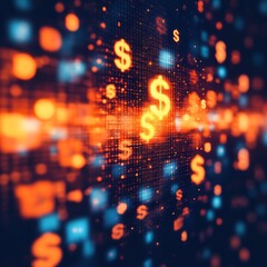 Poster - Abstract digital background with dollar signs.