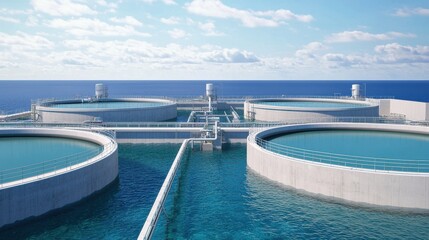 Poster - Water treatment process coastal area infrastructure industrial environment aerial view sustainable development