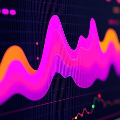 Poster - Abstract waveform with glowing colors on a dark background.