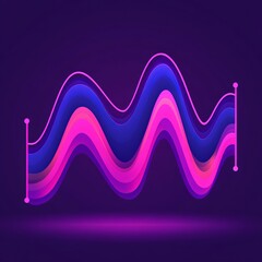 Poster - Abstract wavy lines in blue and pink colors on a dark purple background.