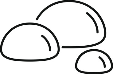 Poster - simple line drawing of three smooth stones forming a small pile of rocks, isolated on a white backgr