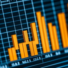 Poster - Close-up of an orange bar chart on a blue grid.