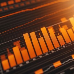 Poster - Closeup of an orange bar graph on a computer screen with a dark background.