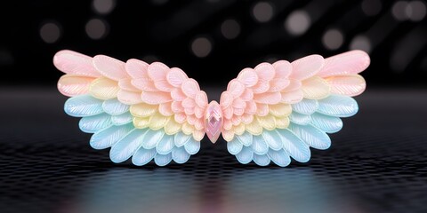 Wall Mural - Pastel Rainbow Angel Wings Feathery Dreamlike Fantasy Decoration