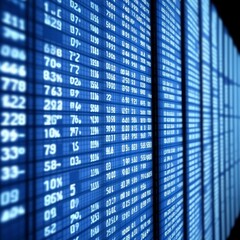 Poster - Close-up of digital stock ticker with fluctuating numbers.