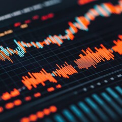 Poster - Close-up view of a stock market graph with fluctuating lines.