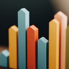 Poster - Colorful 3D bar graph showing growth and success.
