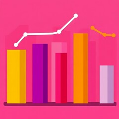 Poster - Colorful bar graph with line graph showing upward and downward trends.
