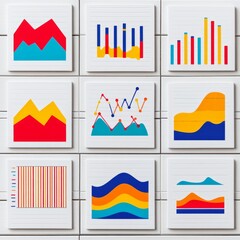 Poster - Colorful charts and graphs on white background.
