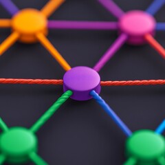 Poster - Colorful connected dots network abstract background.