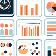 Poster - Colorful flat design infographic icons, perfect for business presentations or marketing materials.
