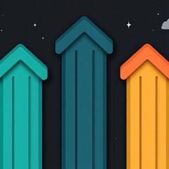 Poster - Four colorful upward arrows on a dark background, symbolizing growth, progress, and success.