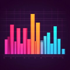 Poster - Neon colored bar graph with a grid background.