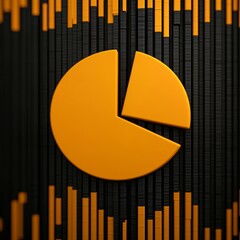 Poster - Orange pie chart on a black and orange background.