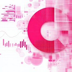 Poster - Pink pie chart with data visualization elements.