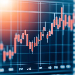 Poster - Stock market chart with red bars showing upward trend.
