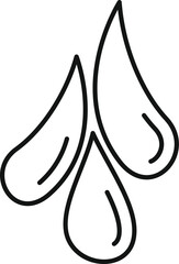 Poster - Simple line drawing of three water drops falling and creating a splashing effect, ideal for representing concepts related to water, rain, or liquids