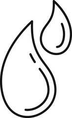 Poster - minimalist line art icon of two water drops falling and creating concentric circular ripples effect