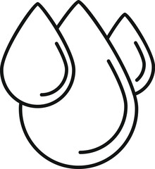 Poster - clean water drops overlapping, forming a bigger one, simple black outline on white background, ideal