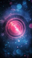 Wall Mural - Colorful abstract design featuring glowing orbs in blue and pink tones in a starry background