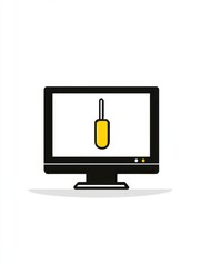 Leinwandbilder - A computer screen shows a yellow screwdriver icon, suggesting the need for maintenance or repairs in a tech support context. Generative AI
