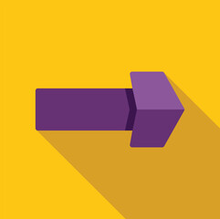 Poster - purple arrow pointing right with a long shadow cast on a vibrant yellow background, symbolizing dire