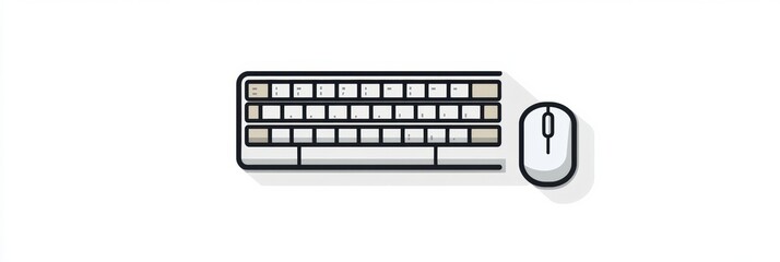 Fototapete - A minimalist keyboard and mouse icon featuring a clean design, ideal for applications related to technology and computing. Generative AI