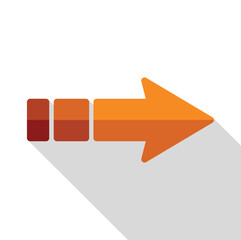 Poster - orange arrow pointing right with progress bar and long shadow, isolated vector illustration
