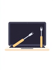 Poster - A laptop displays two screwdriver icons, indicating a computer repair task in a tech-focused environment, emphasizing hands-on learning. Generative AI