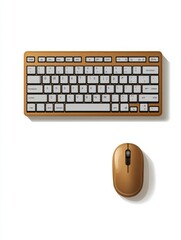 Fototapete - A stylish brown keyboard sits side by side with a matching mouse, perfect for enhancing productivity while working or gaming. Generative AI