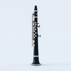 Clarinet instrument model on a white isolated background.