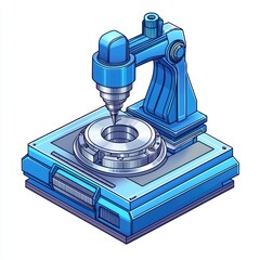 Poster - Industrial machine with precision technology for manufacturing, isolated on white background.
