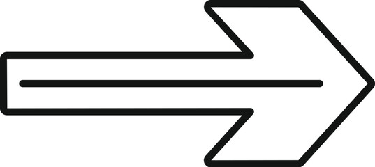 Poster - simple black double lined arrow pointing to the right on a white background, representing direction,