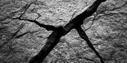 Poster - Close-up of cracked stone surface dramatic textured background