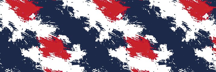 Fototapete - Abstract pattern in red, white, and blue brush strokes