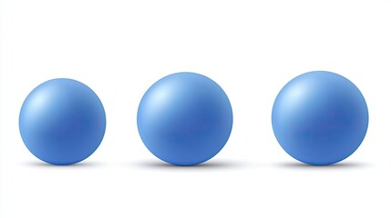 Poster - Three Smooth Blue Spheres on a White Background