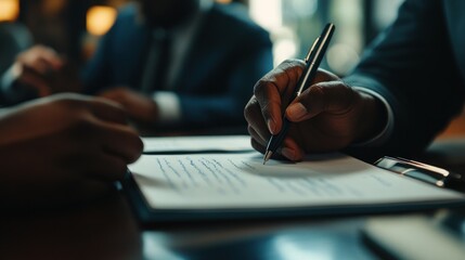 Poster - Close-up of a Person's Hand Signing a Document with a Pen