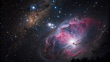 Wall Mural - glowing nebulae in the constellation of orion, star formation regions, universe, optical spectra, ne