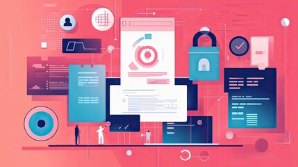 Poster - Abstract illustration of secure data and information flow