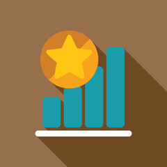 Poster - bar chart growing with golden star achieving success, business and financial growth concept