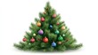 © Chantip - A Christmas tree, festive element, flat vector design, bright green with colorful baubles, isolated on white background