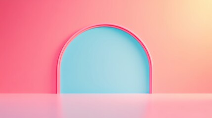 Poster - A modern, colorful arch on a minimalist backdrop, ideal for creative design projects.