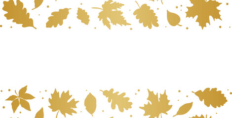 Poster - Golden leaf border, thanksgiving frame design, festive autumn banner illustration