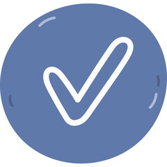Fototapete - Cute hand drawn line icon of checkmark in round bubble. Symbol of work done, yes, control devices. 
