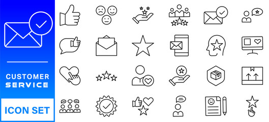 Poster - Customer service icon set. Containing customer satisfied, assistance, experience, feedback, operator and technical support icons.