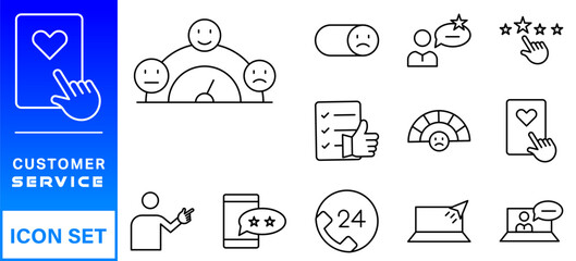 Poster - Customer service icon set. Containing customer satisfied, assistance, experience, feedback, operator and technical support icons.