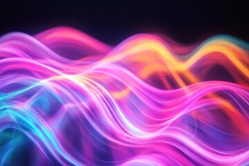 Poster - Vibrant Flowing Waves of Neon Colors in Luminous Display, Capturing the Essence of Dynamic Light Patterns in Abstract Artistic Form