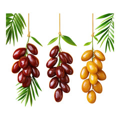 Wall Mural - Vibrant Collection of Fresh Dates Hanging on Palm Trees Illustrating Natural Harvesting Process in Exotic Environment